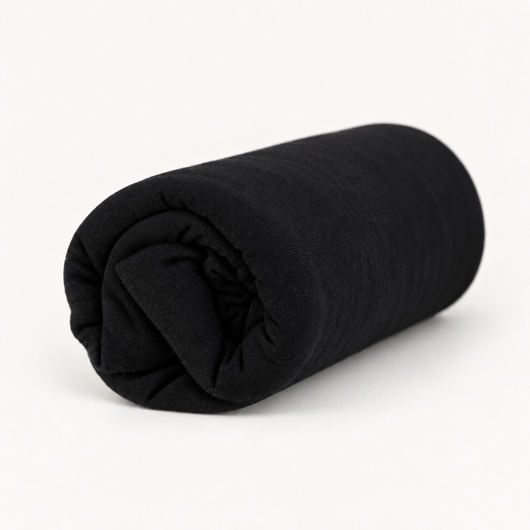 Hijab jersey coton noir roulé — Zayna Modeste